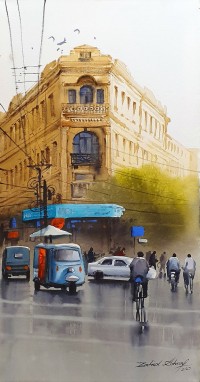 Zahid Ashraf, 12 x 24 inch, Acrylic on Canvas, Cityscape Painting, AC-ZHA-066